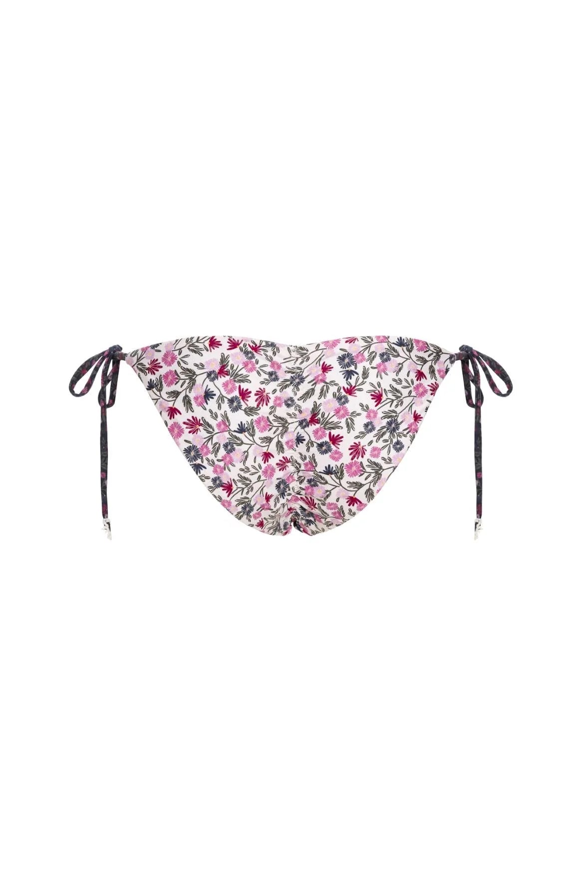 Beaded Flower Print Tie Side Bottom