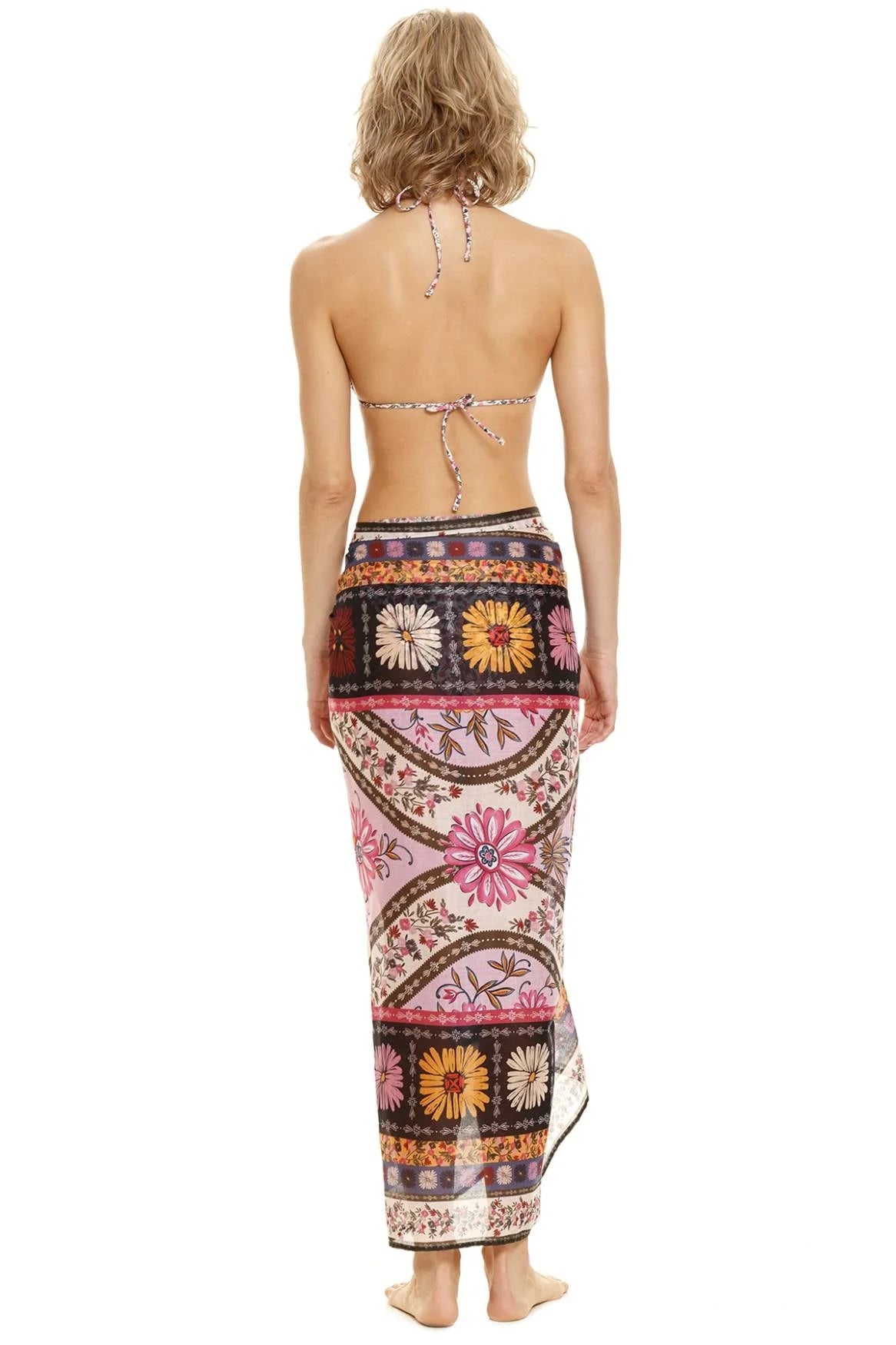 Multicolor Print Tasseled Sarong