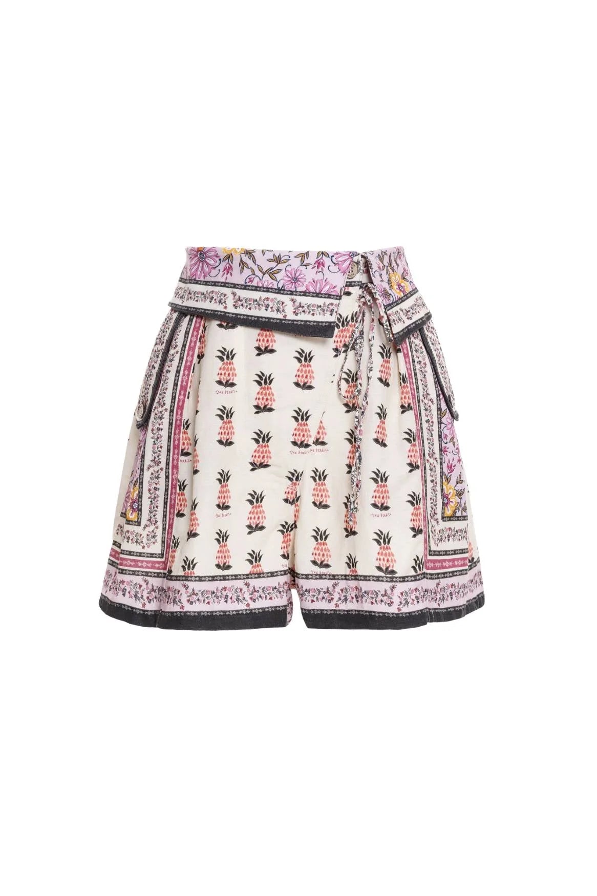 Flower And Pineapple Print Shorts