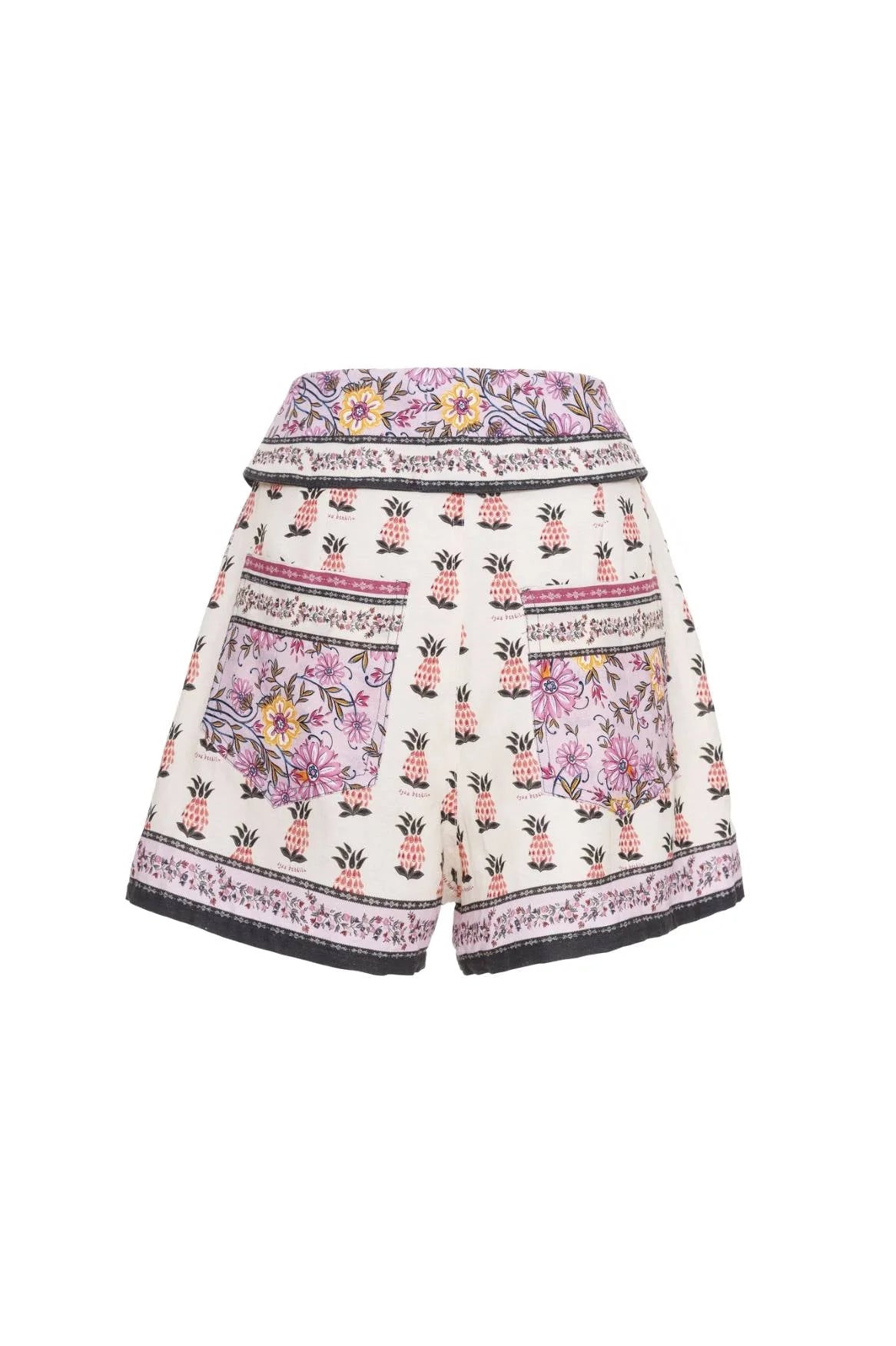 Flower And Pineapple Print Shorts
