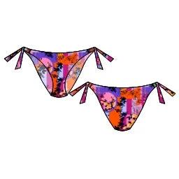 Tie side bottom in bright multicolor print