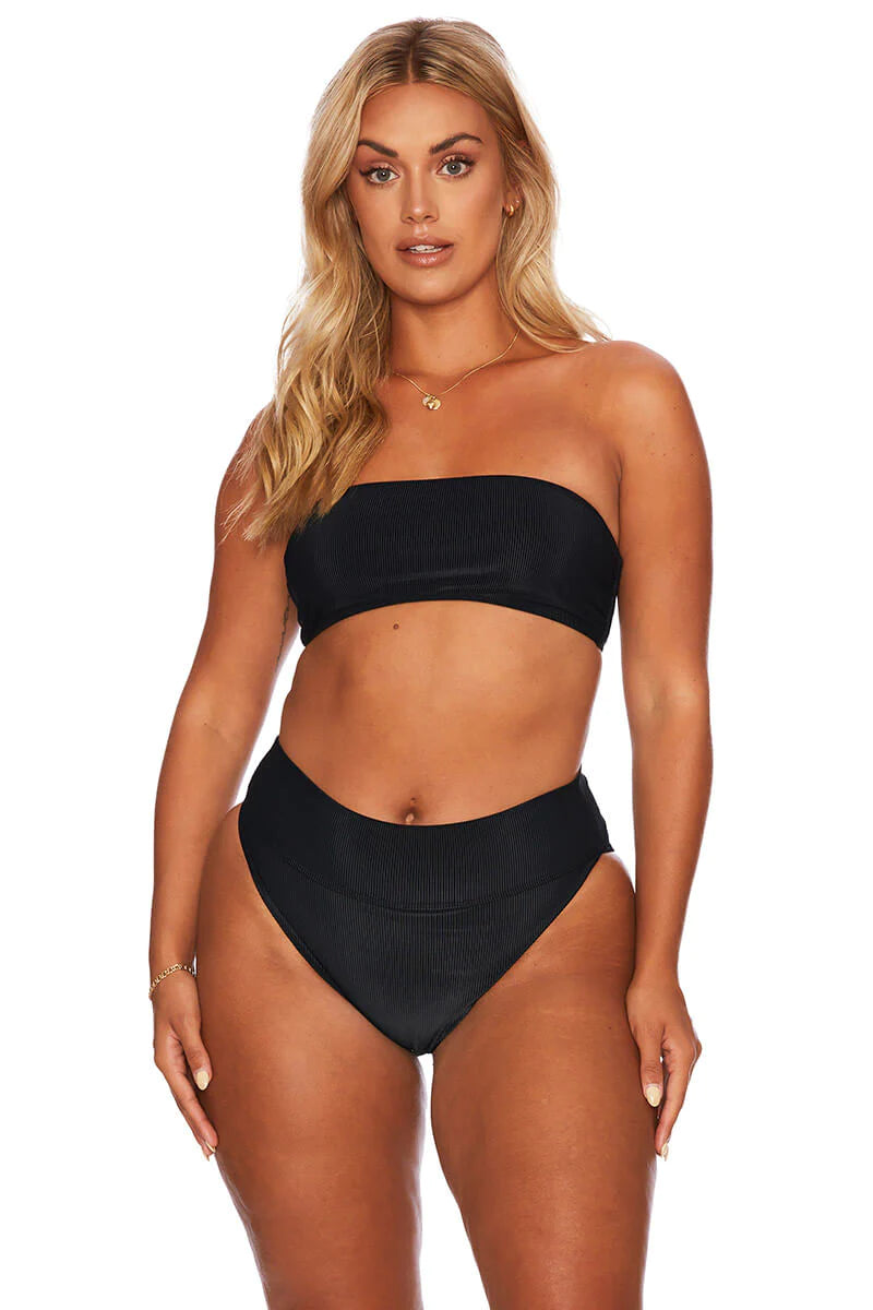 Black Ribbed High Waist Bottom