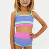 Kids Textured Color Block Bikini Set