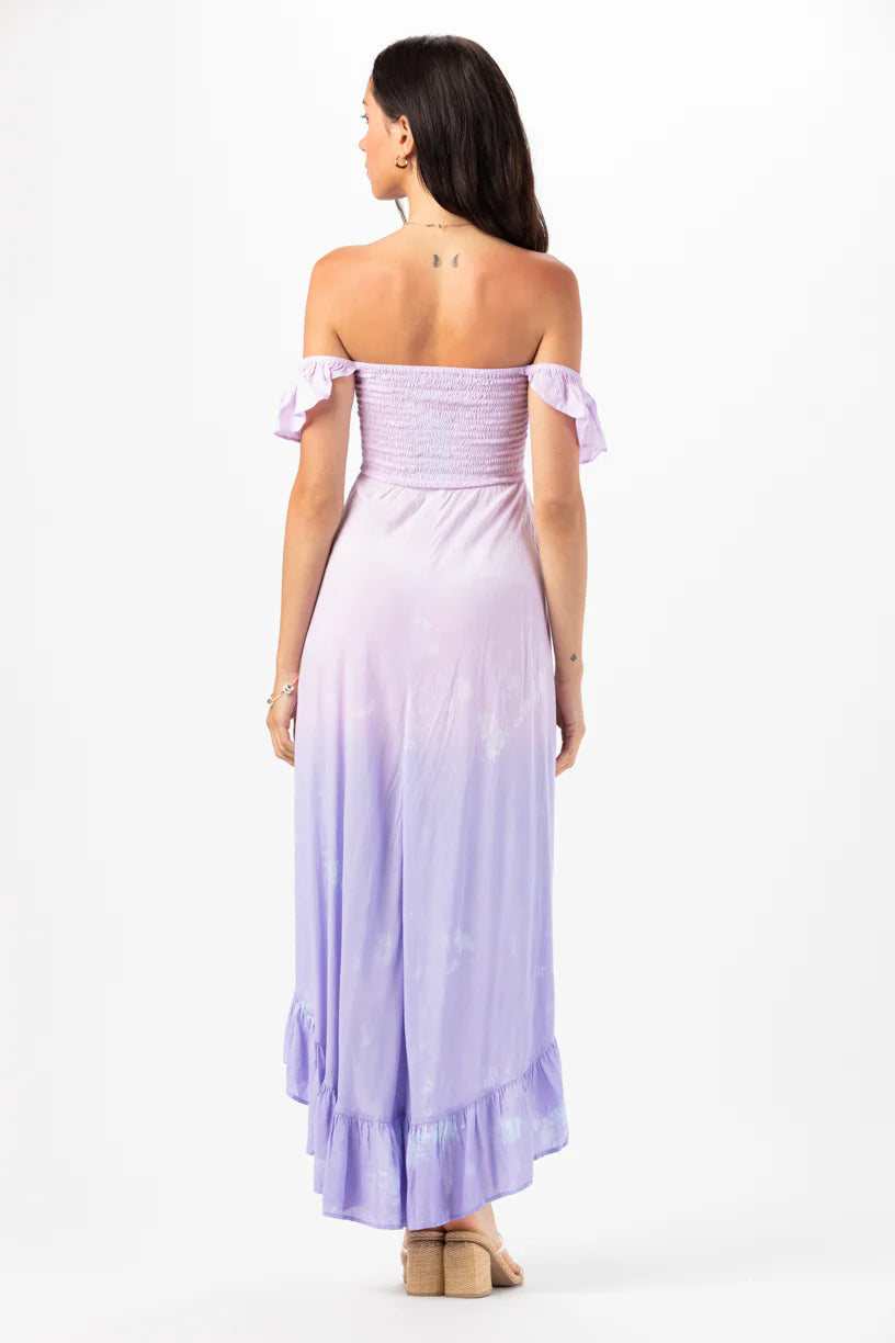 Ruffled Sleeve Ruched Front Maxi Dress 