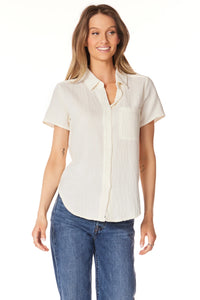 White Cotton Button Down Collar Shirt