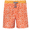 Orange Print Swim Trunks 