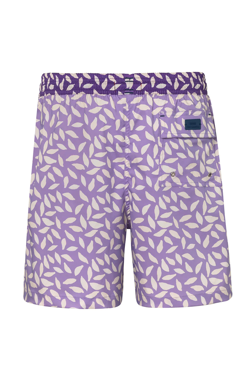 Light Purple Print Swim Trunks 