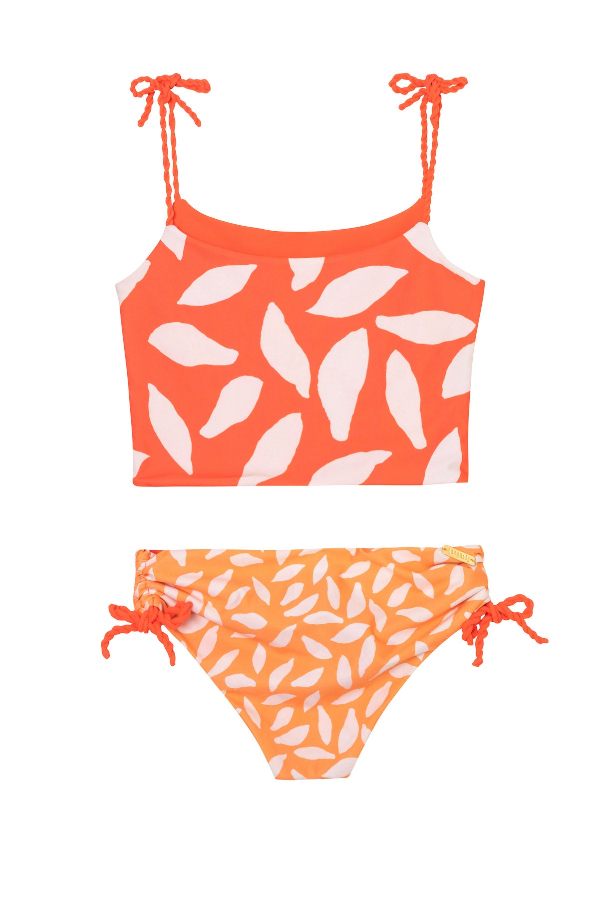 orange two piece kids swimsuit