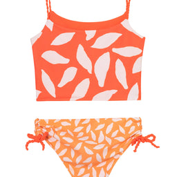 orange two piece kids swimsuit