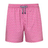 Pink And White Print Swim Trunks 