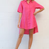 Fuchsia Button Up Linen Tunic 