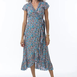 Floral Print Maxi Wrap Dress 