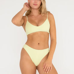 Lime Green Ribbed Bikini Top
