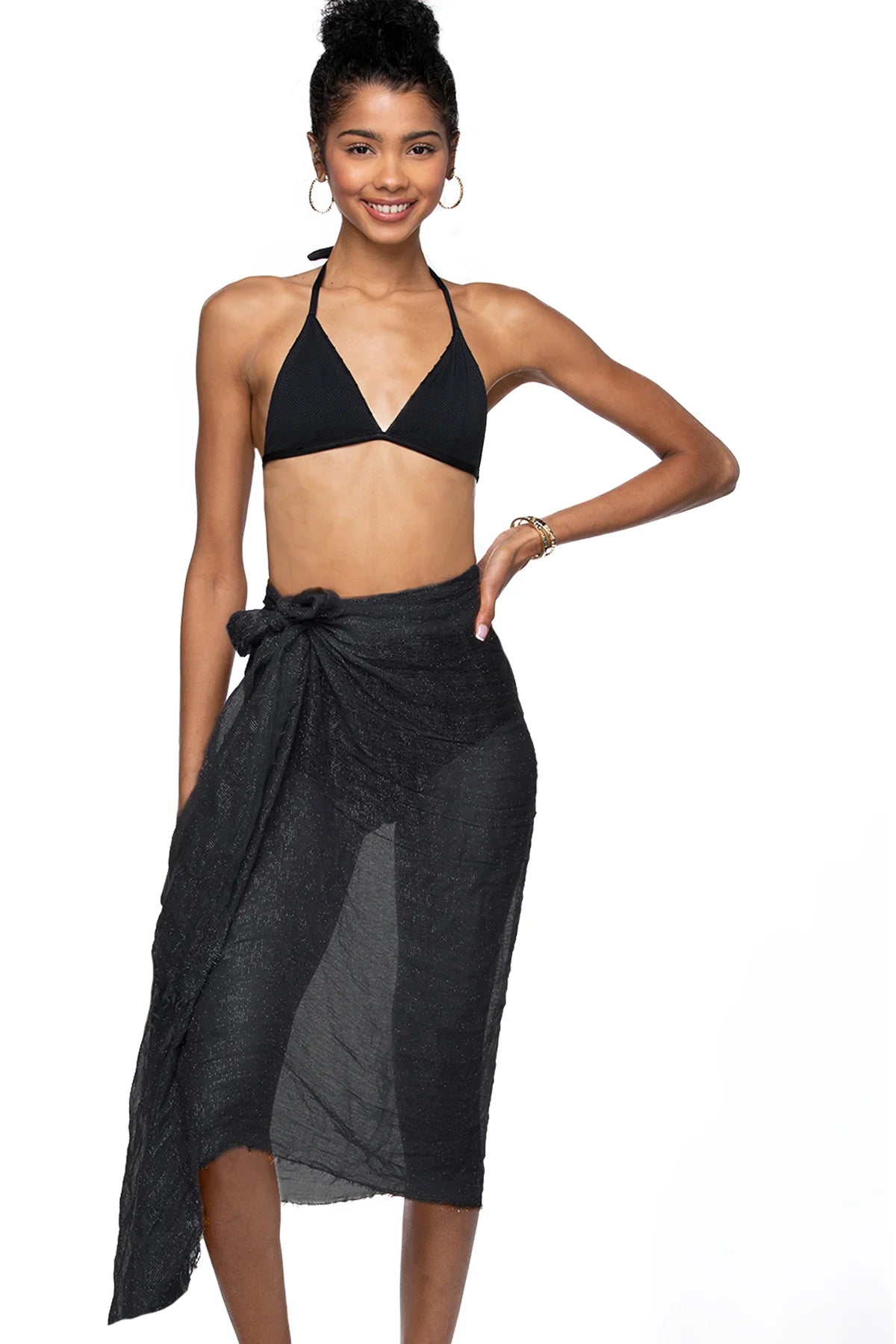 Shimmery Sheer Black Sarong