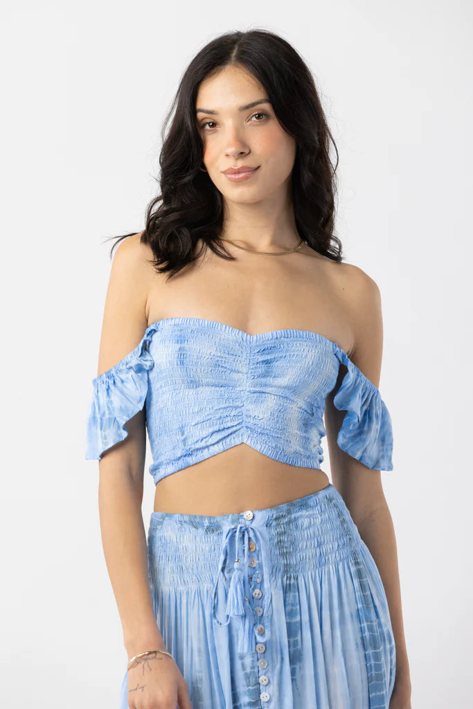 Blue Tie Dye Crop Top 