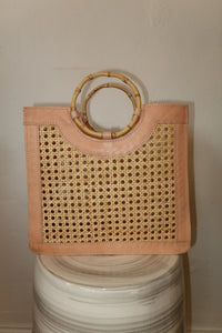 Leather Bag W/ Bamboo Handle