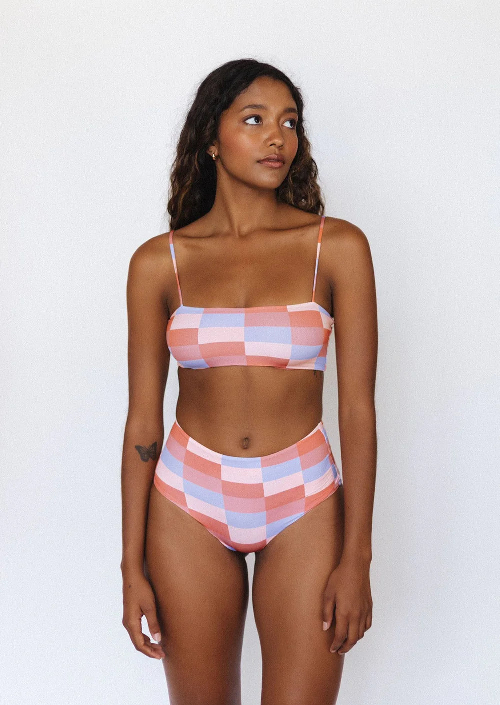 Checker Print High Waist Bottom