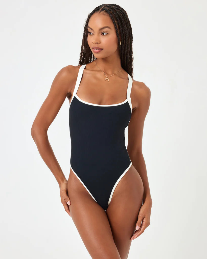 Ribbed Black One Piece 