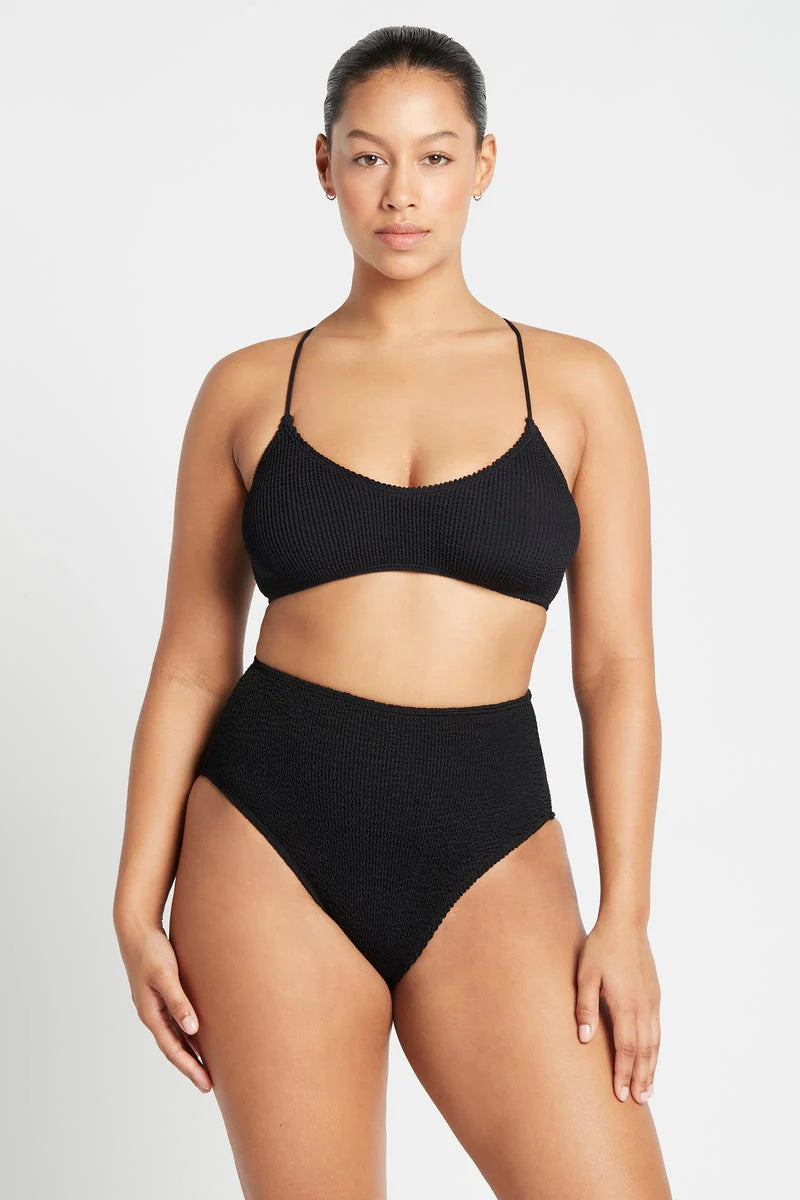 Black High Waist Crinkle Bottom