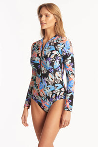 Colorful Print Long Sleeved One Piece 