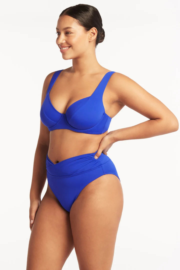 Cobalt Ruched Side High Waist Bottom