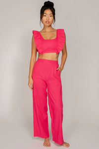 Hot Pink Ruffle Top