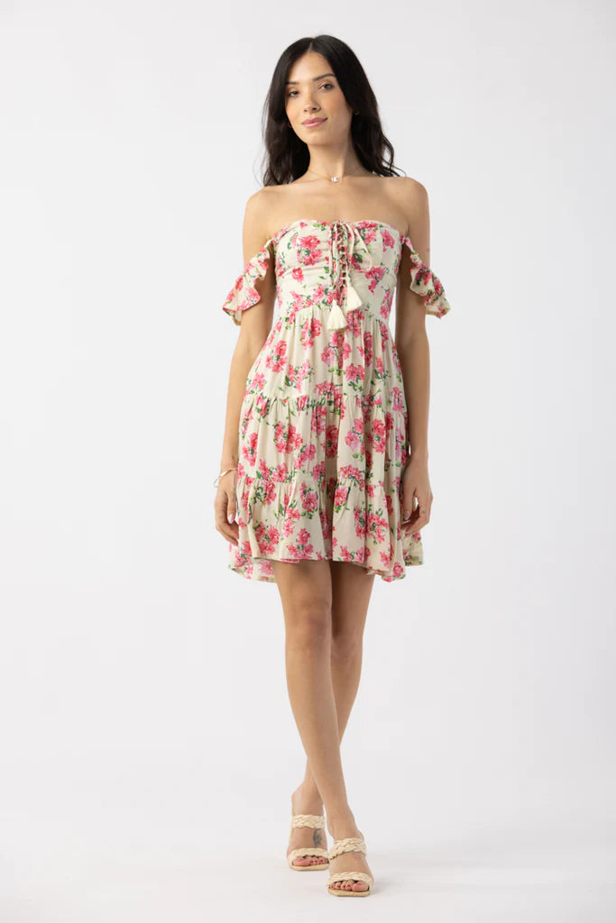 Hibiscus Print Mini Dress