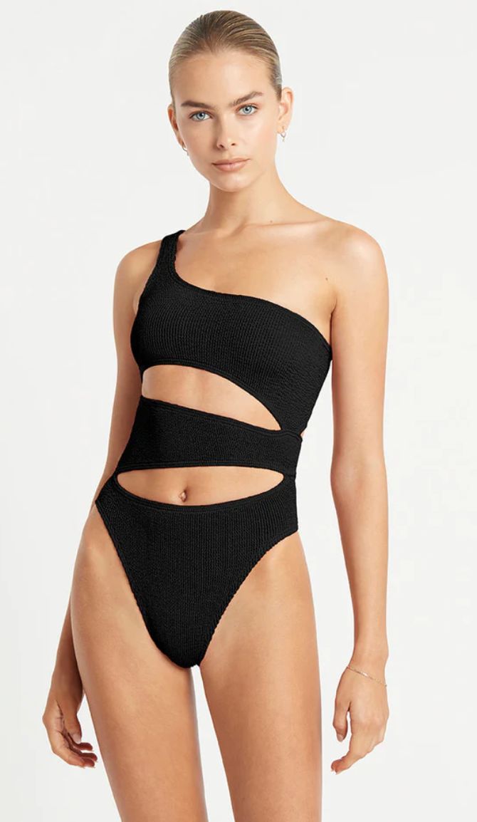 One Shoulder One Size Black One Piece