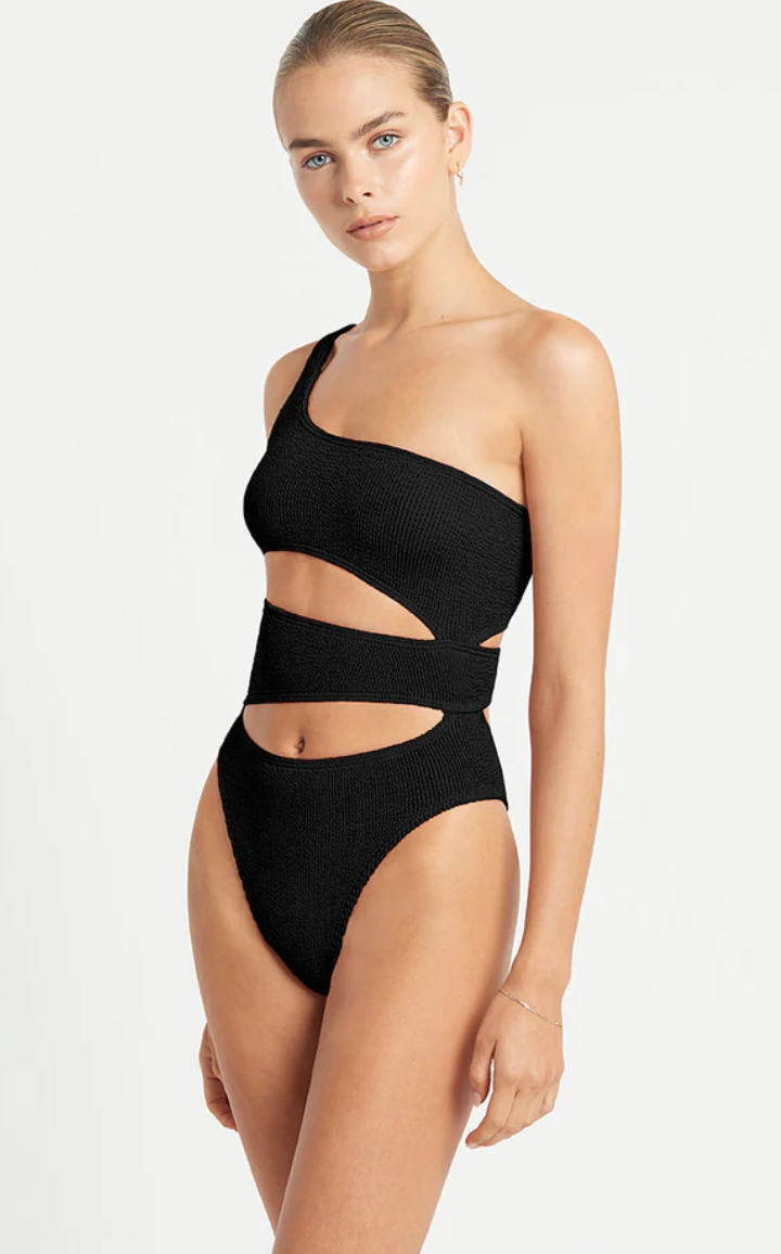 One Shoulder One Size Black One Piece