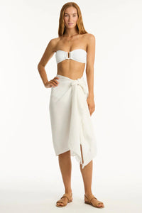 Frayed White Sarong 