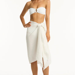 Frayed White Sarong 