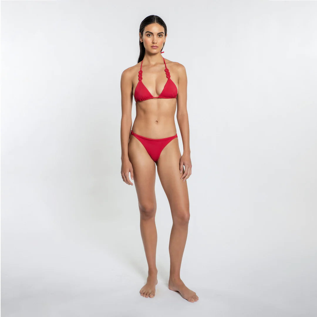 Red Macrame Detailed Skimpy Bottom