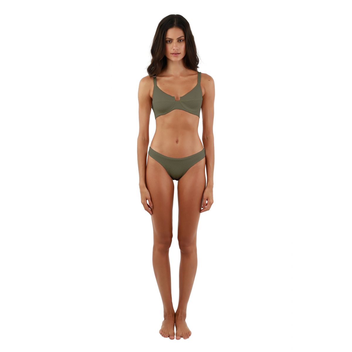 Textured Dark Green Underwire Top