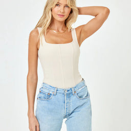 Ribbed Scoop Neck Bodysuit 