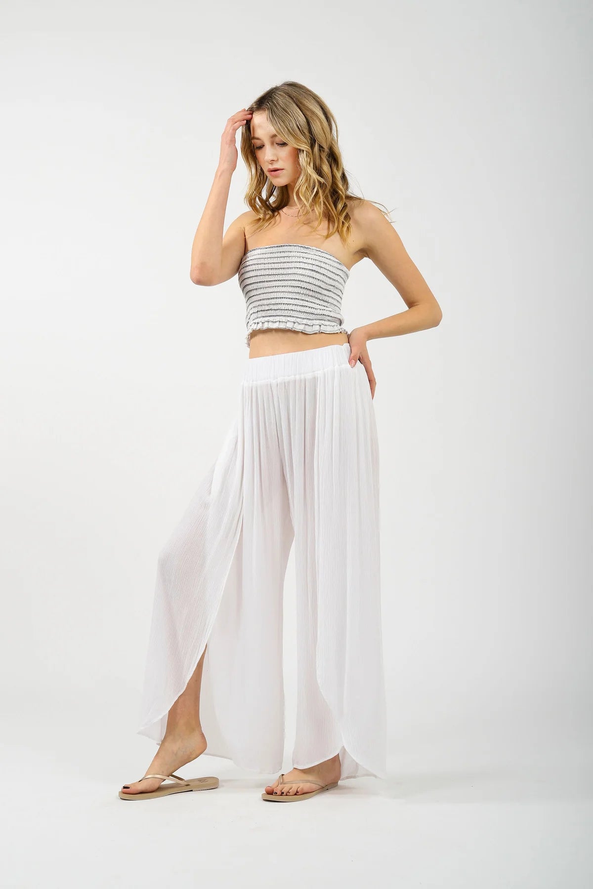 White Split Leg Pant