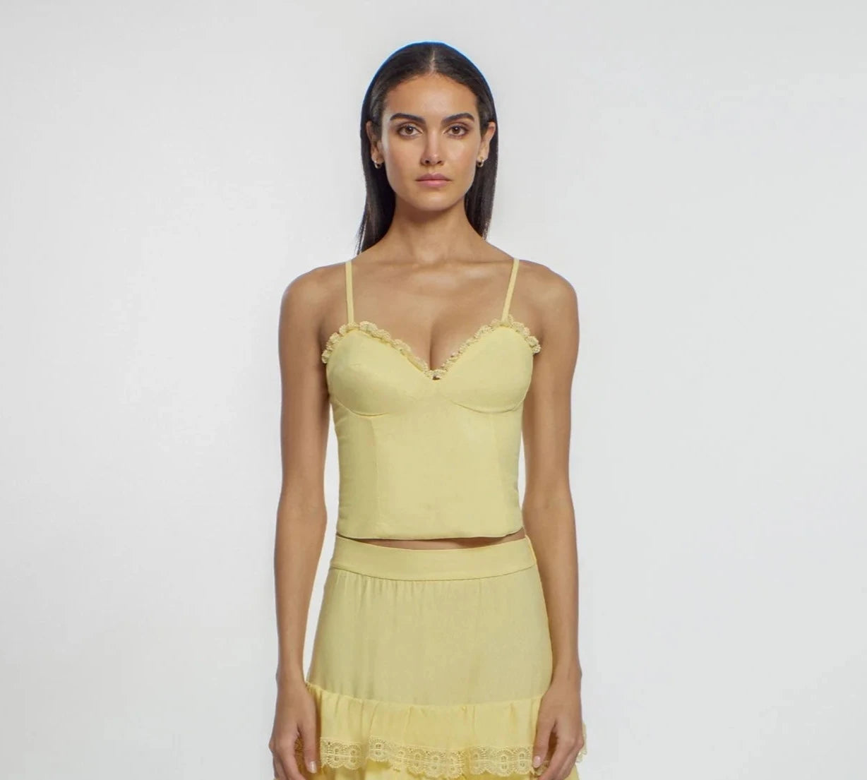 Yellow Underwire Cropped Tank