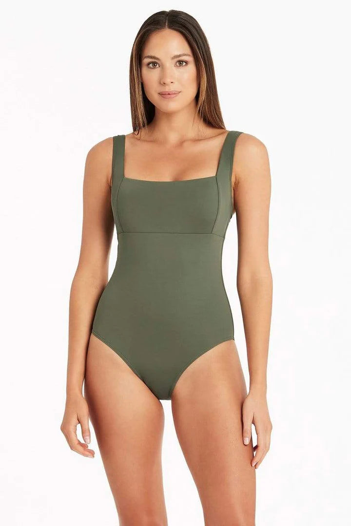 Square Neck Underwire One Piece 