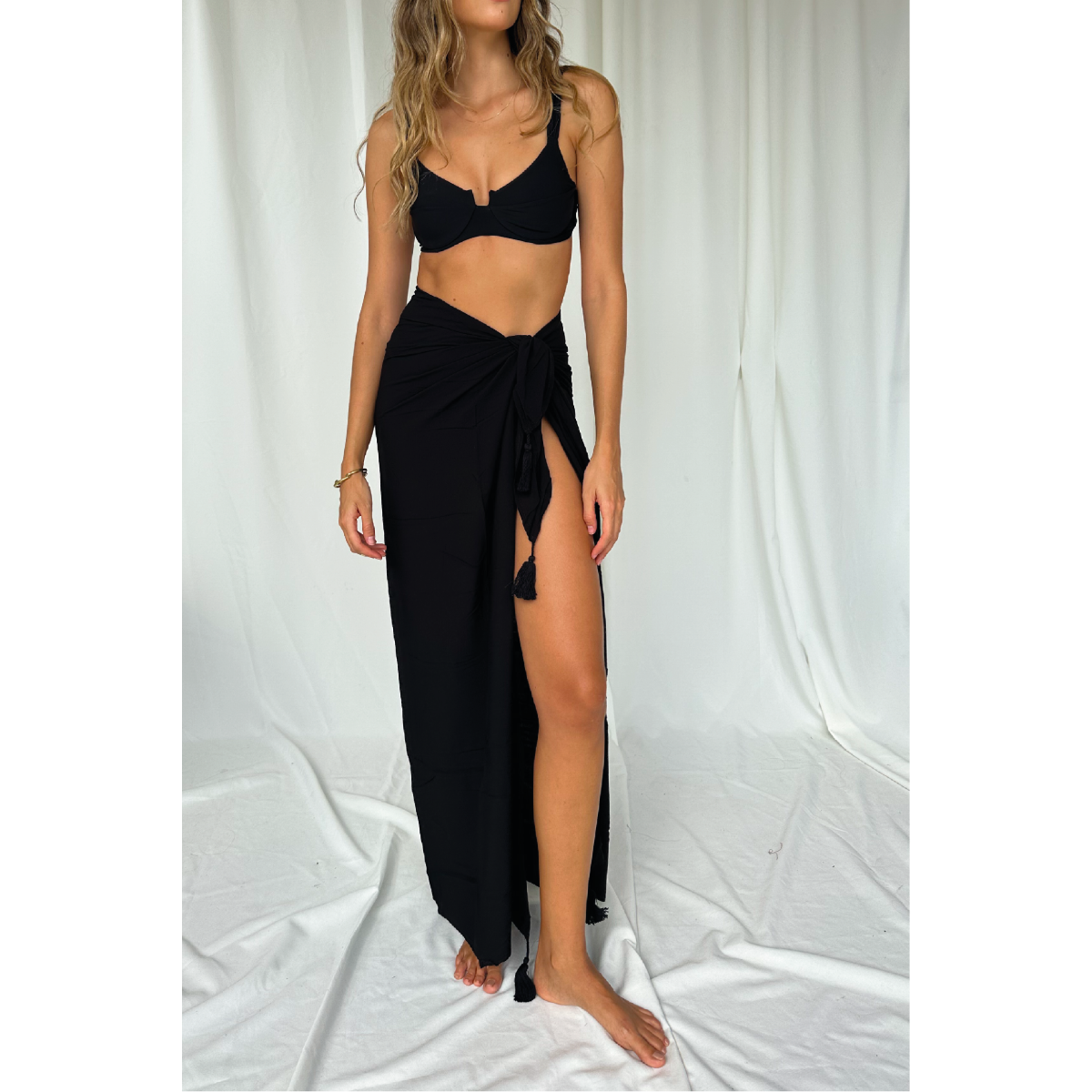 Long Black Tasseled Sarong