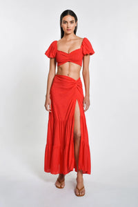 Valentina Skirt - Red Sangria Lotus