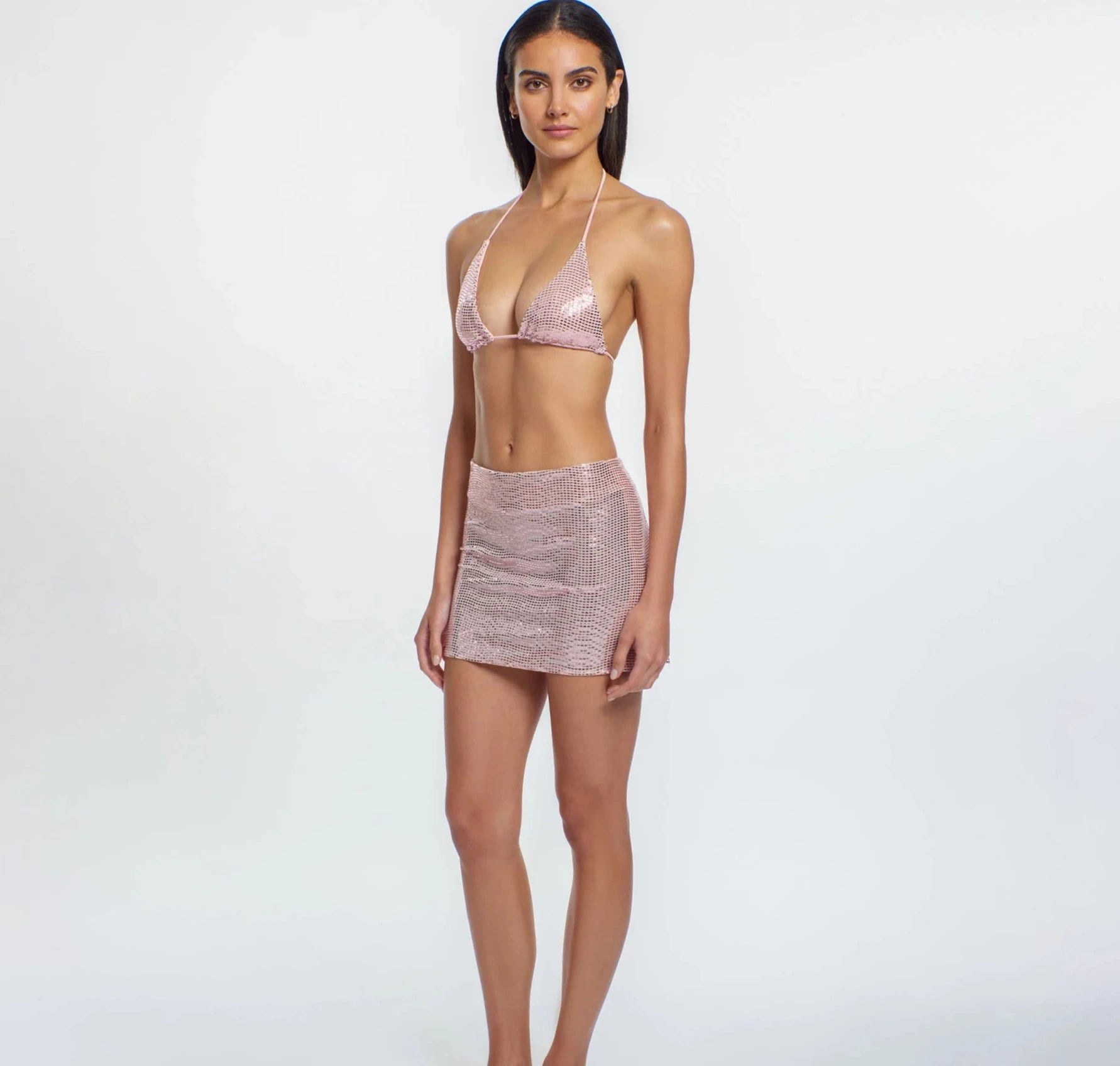 Metallic Pink Mini Skirt 