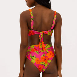 Bright Hibiscus Print High Waist Bottom 