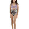 Colorful Palm Tree Print Girl's One Piece