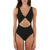 Textured Black Cutout One Piece