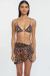 Mesh Leopard Print Mini Skirt