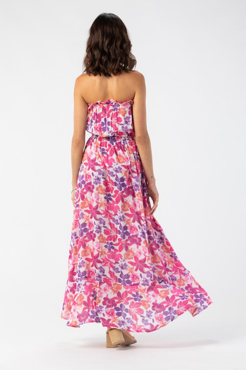 Strapless Floral Print Maxi Dress 