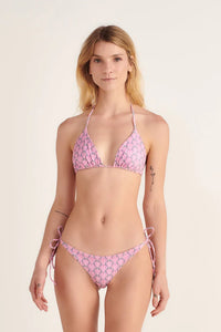 Pink Shell Print Triangle Bikini Top 