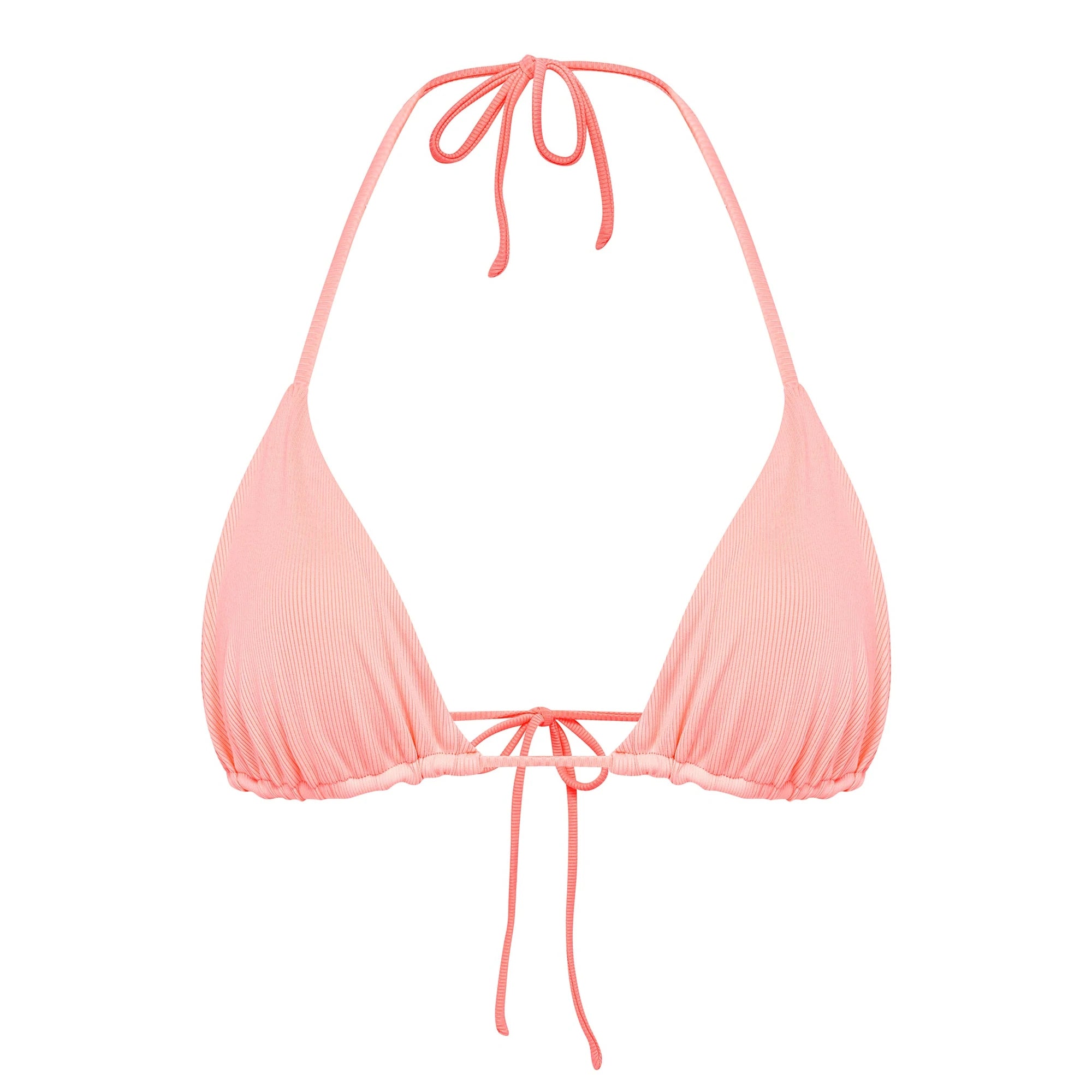 Ribbed Pink Triangle Bikini Top