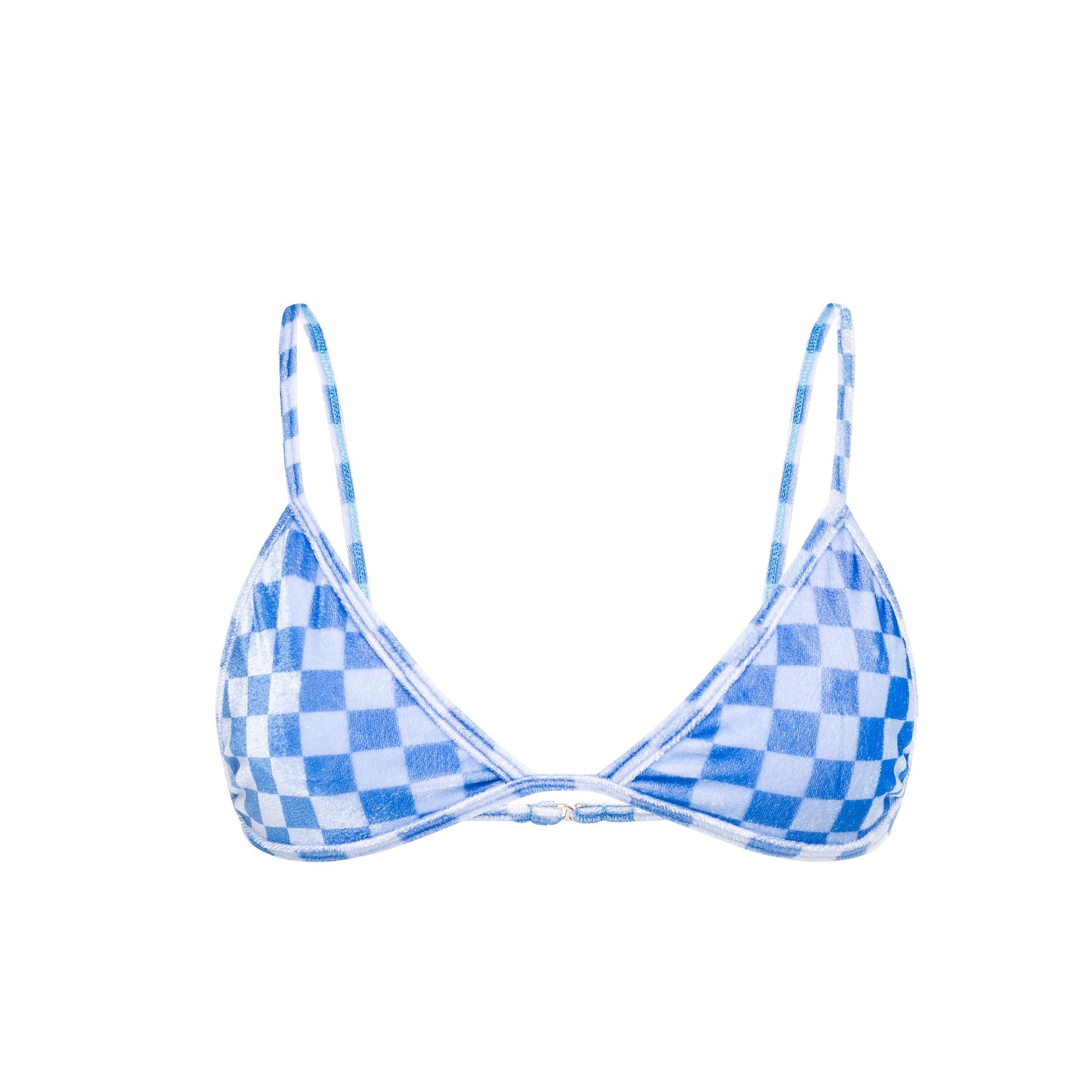 Blue Checkered Fixed Triangle Top