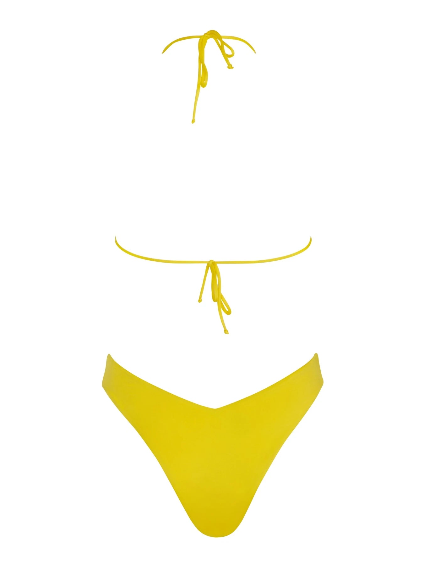 Yellow V Shaped Tie Front Bikini Bottom