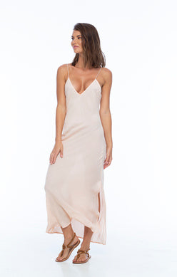 Light Pink V-Neck Maxi Dress